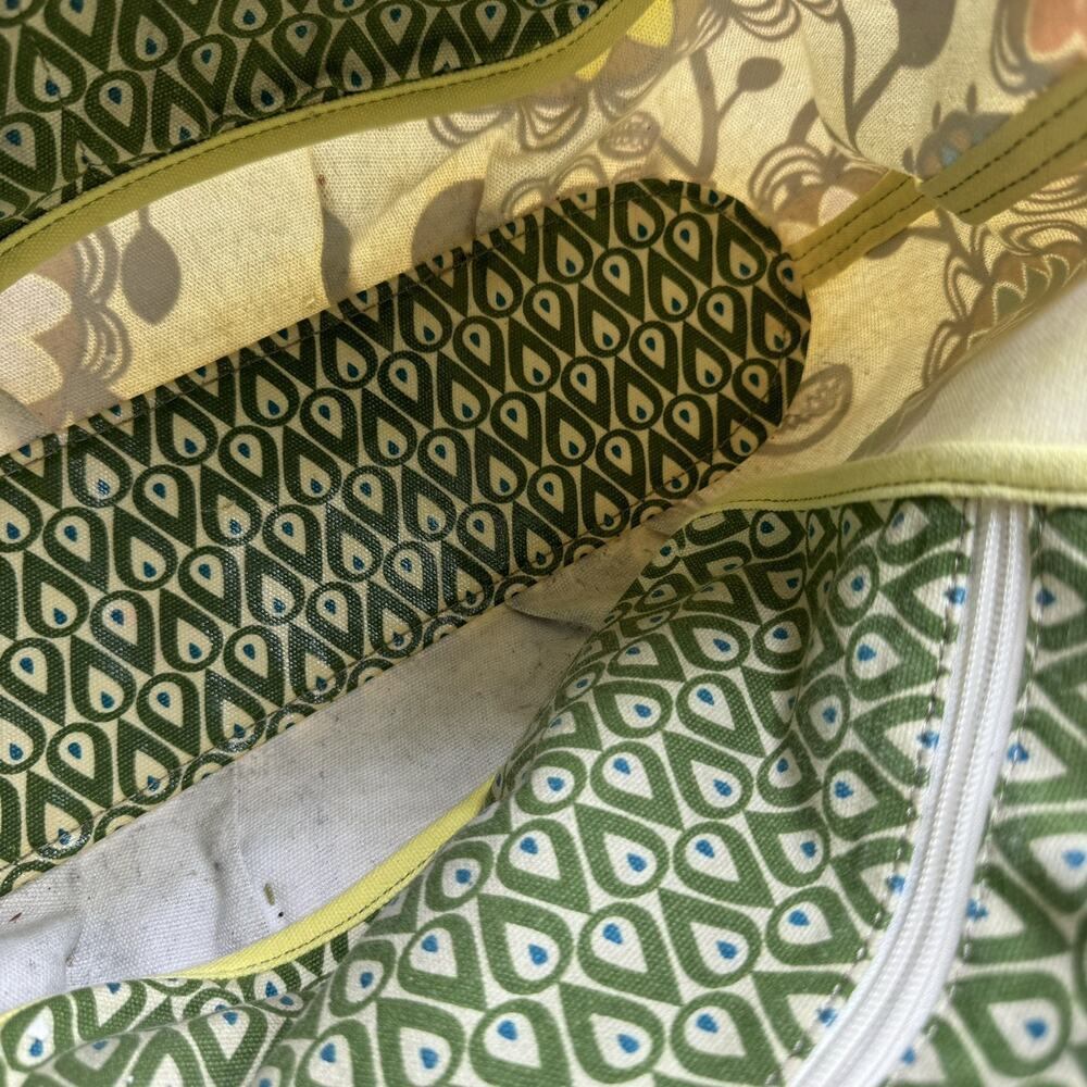 FOSSIL Key Per Coated Canvas Leather Tote Shoulder Bag Purse Flowers Green Brown - Picture 6 of 11